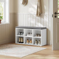 White 6 Compartment Cushioned Shoe Bench