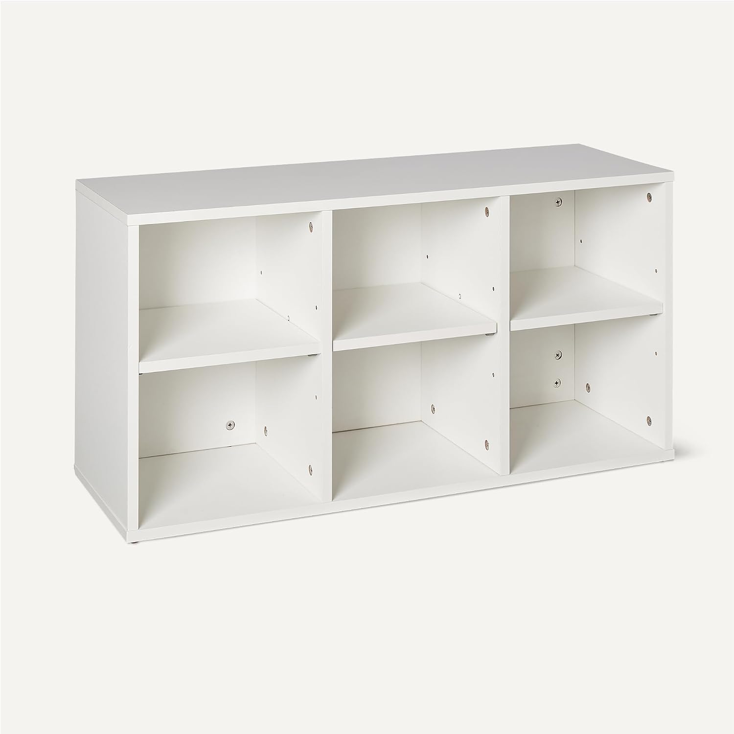 White Cushioned 6 Cubby Shoe Bench