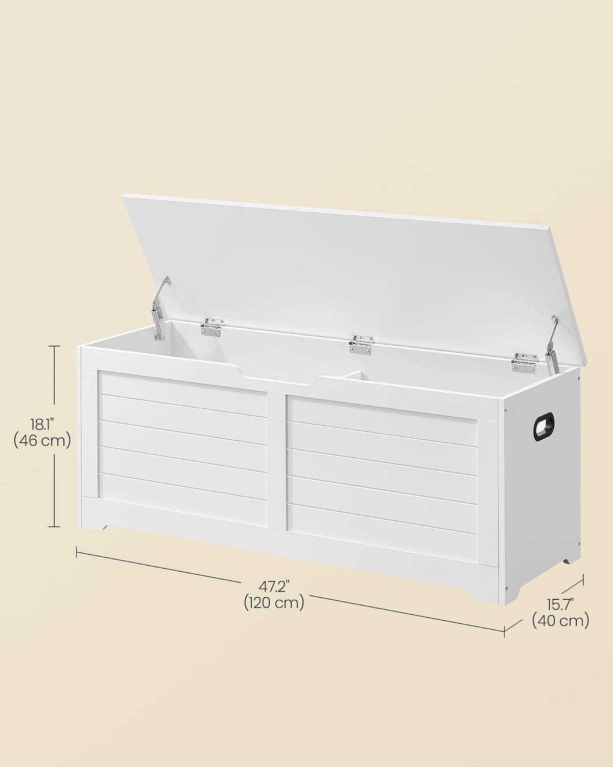 Cloud White Farmhouse Safety Hinge Storage Bench