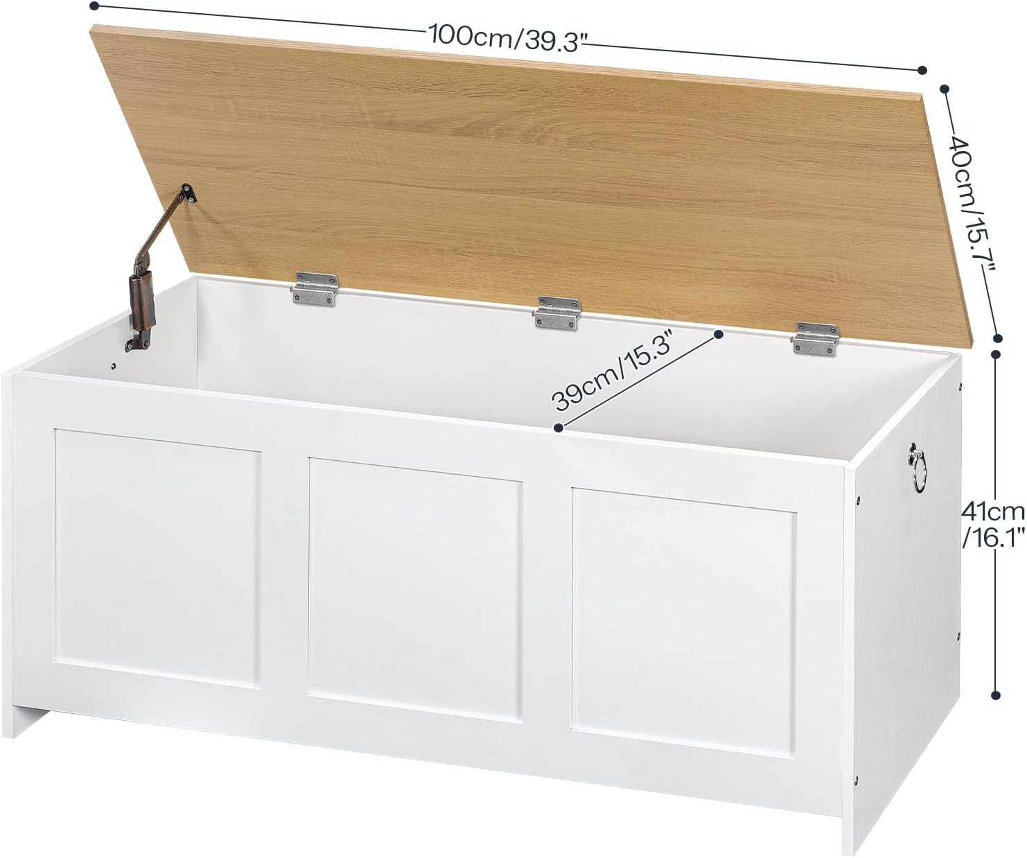 White Natural Lift Top Retro Wooden Storage Bench