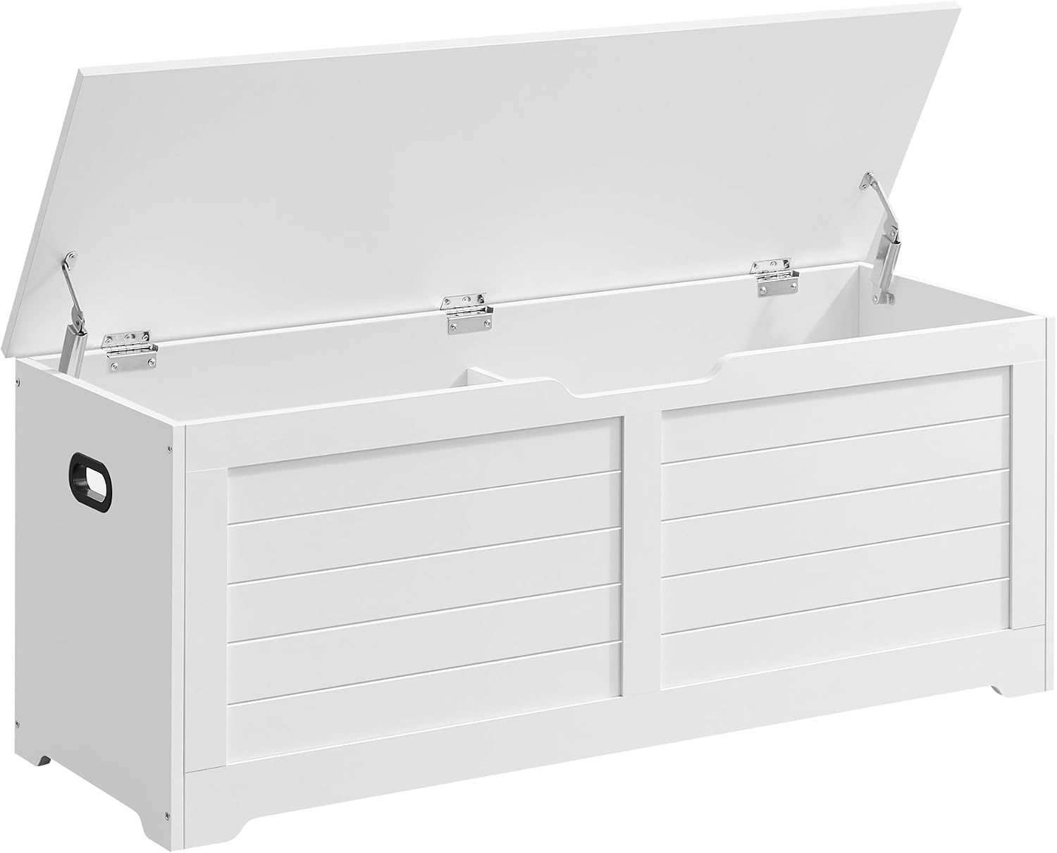 Cloud White Farmhouse Safety Hinge Storage Bench