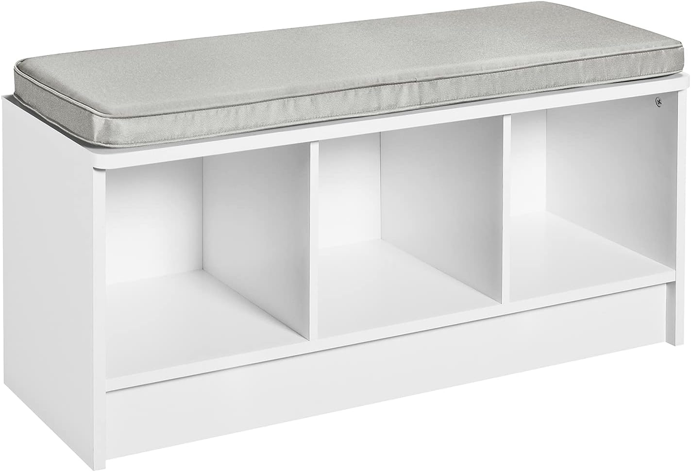 White Gray Cushion 3 Cube Storage Bench
