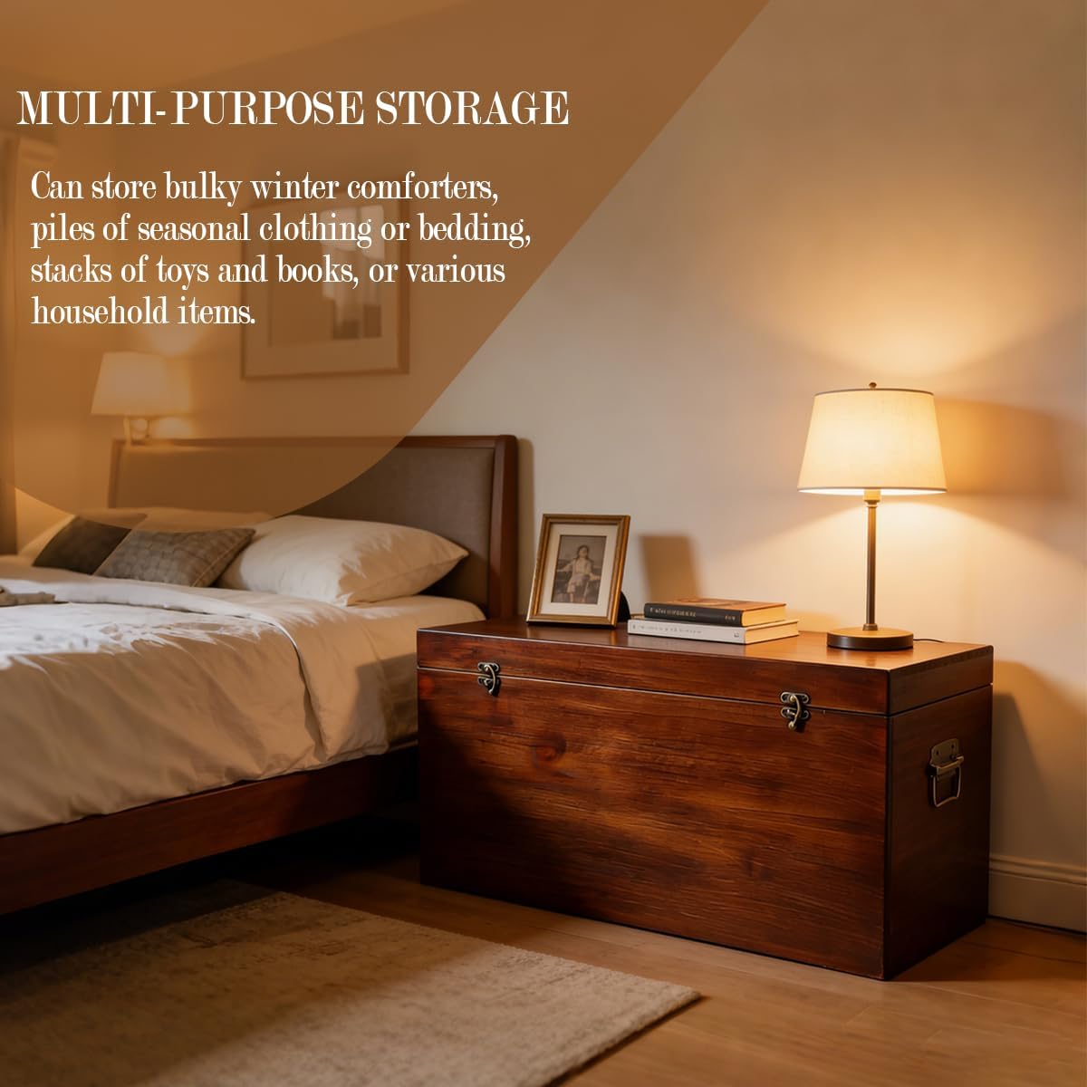 Large Wooden Flip Top Storage Bench