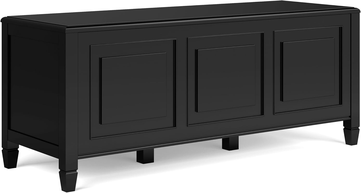 Black Solid Wood Lift Top Storage Bench