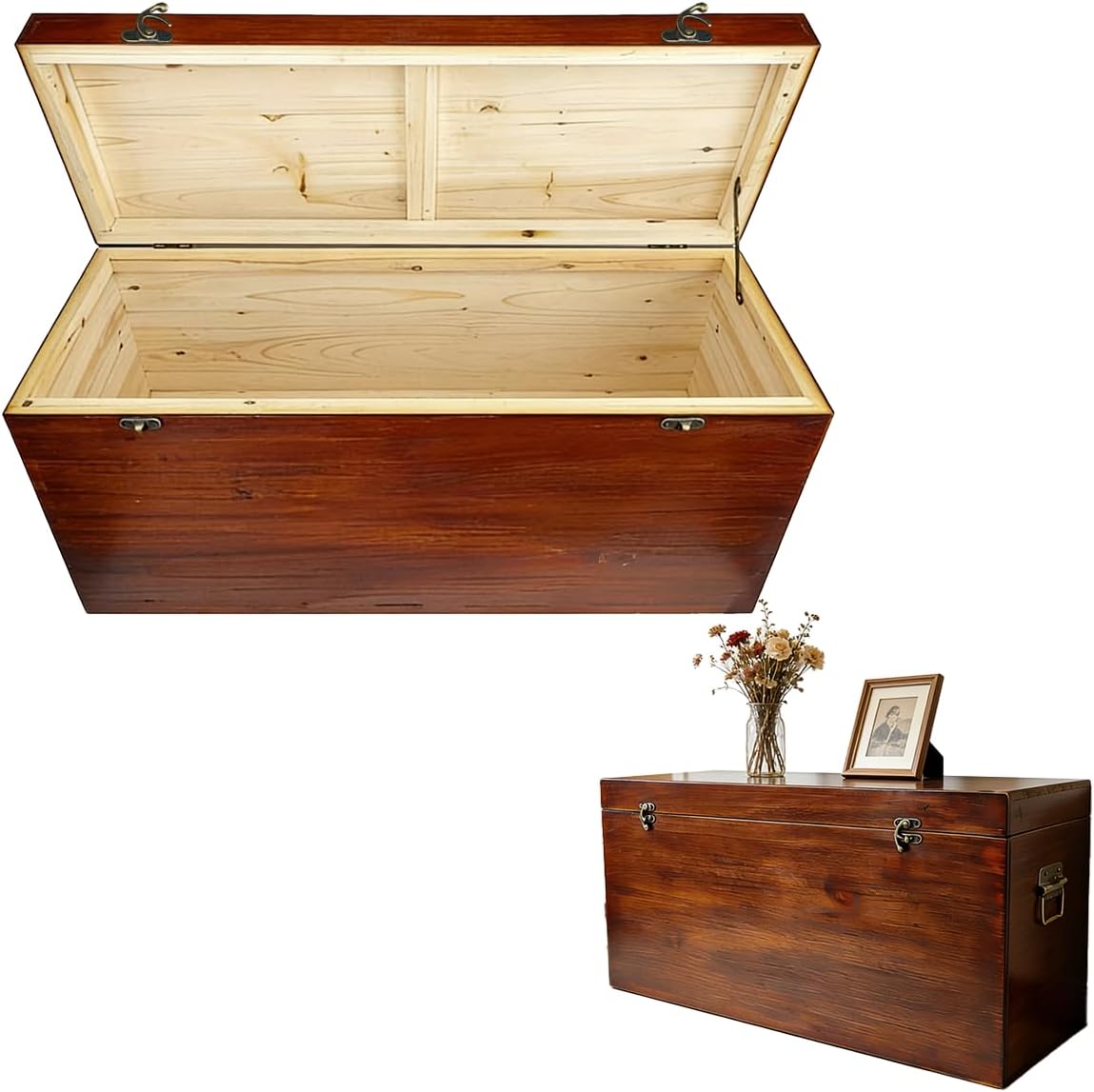 Large Wooden Flip Top Storage Bench