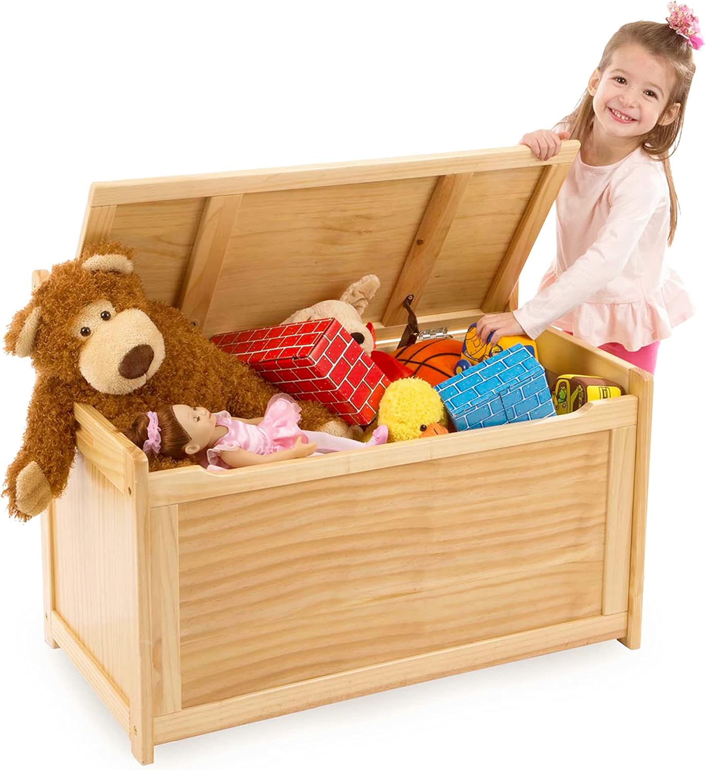 Blonde Wooden Kids Toy Storage Chest