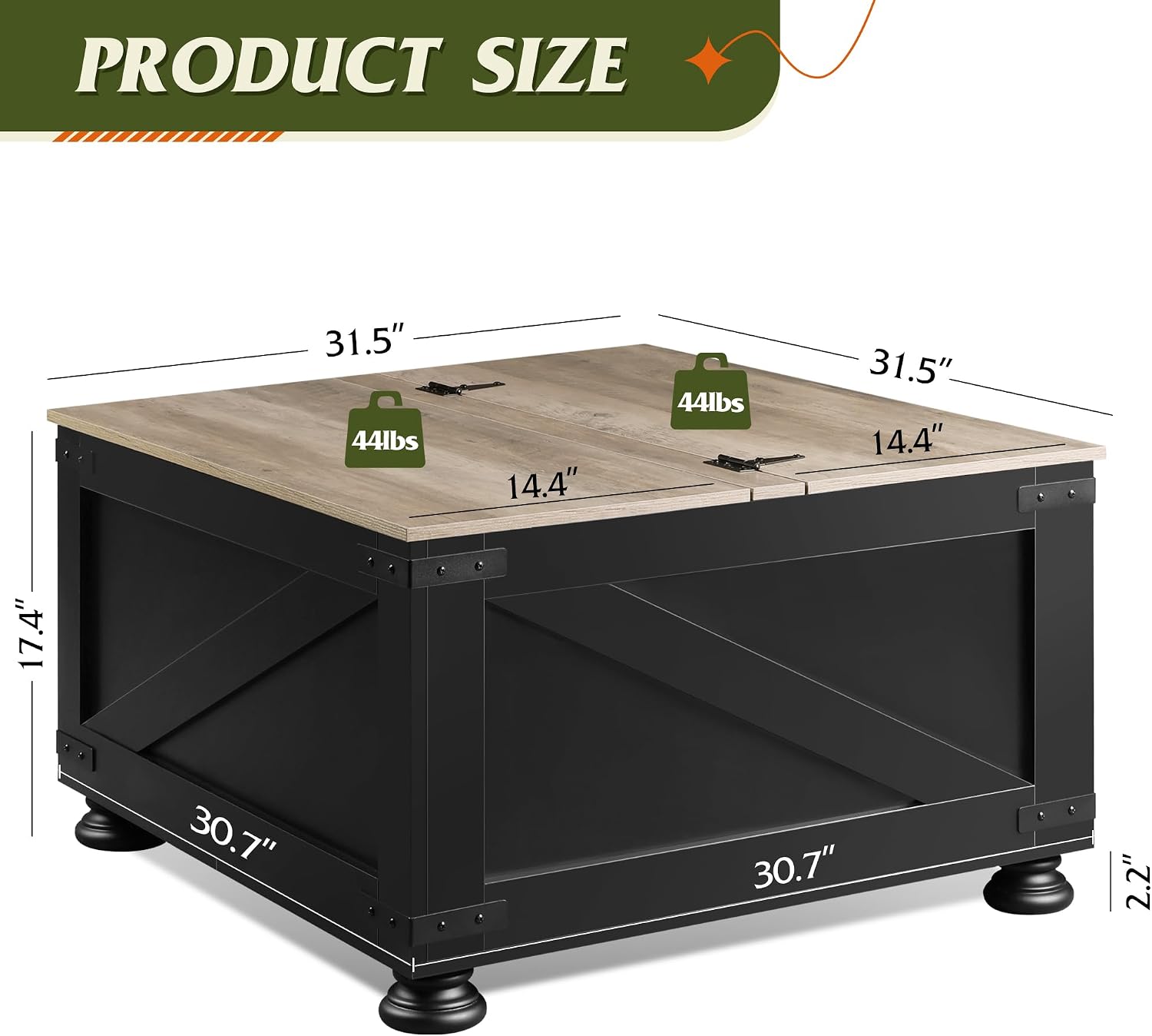 Black Farmhouse Lift Top Storage Table