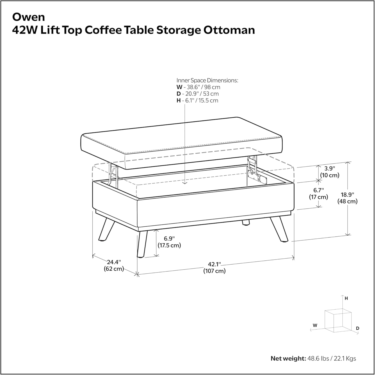 Chestnut Leather Rectangular Storage Ottoman