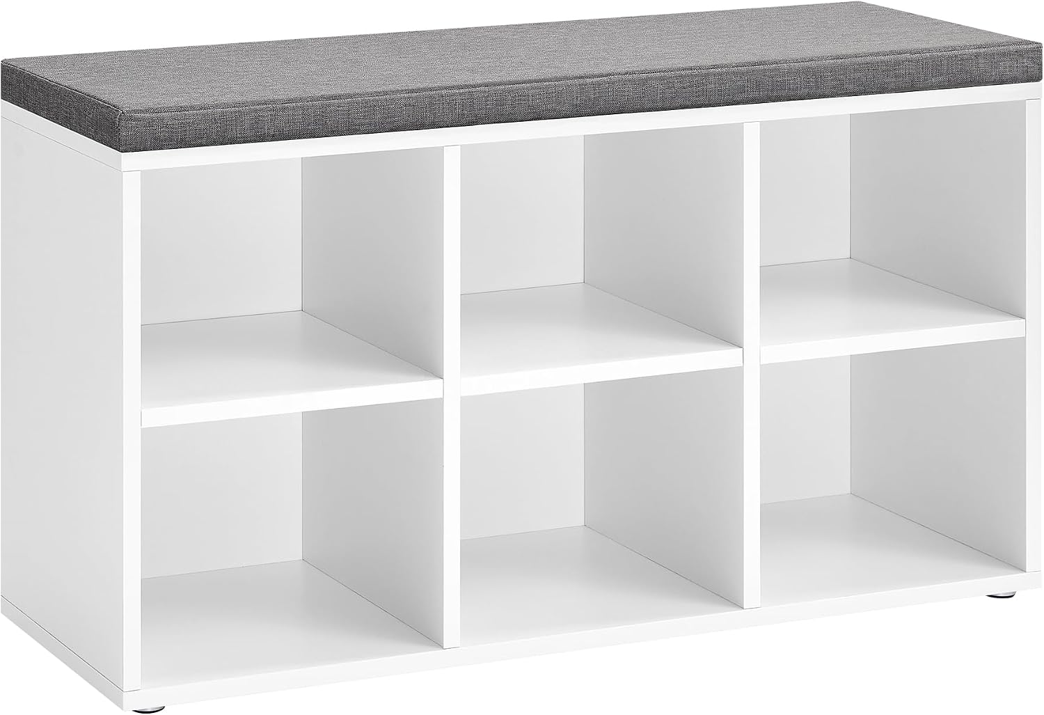 White 6 Compartment Cushioned Shoe Bench