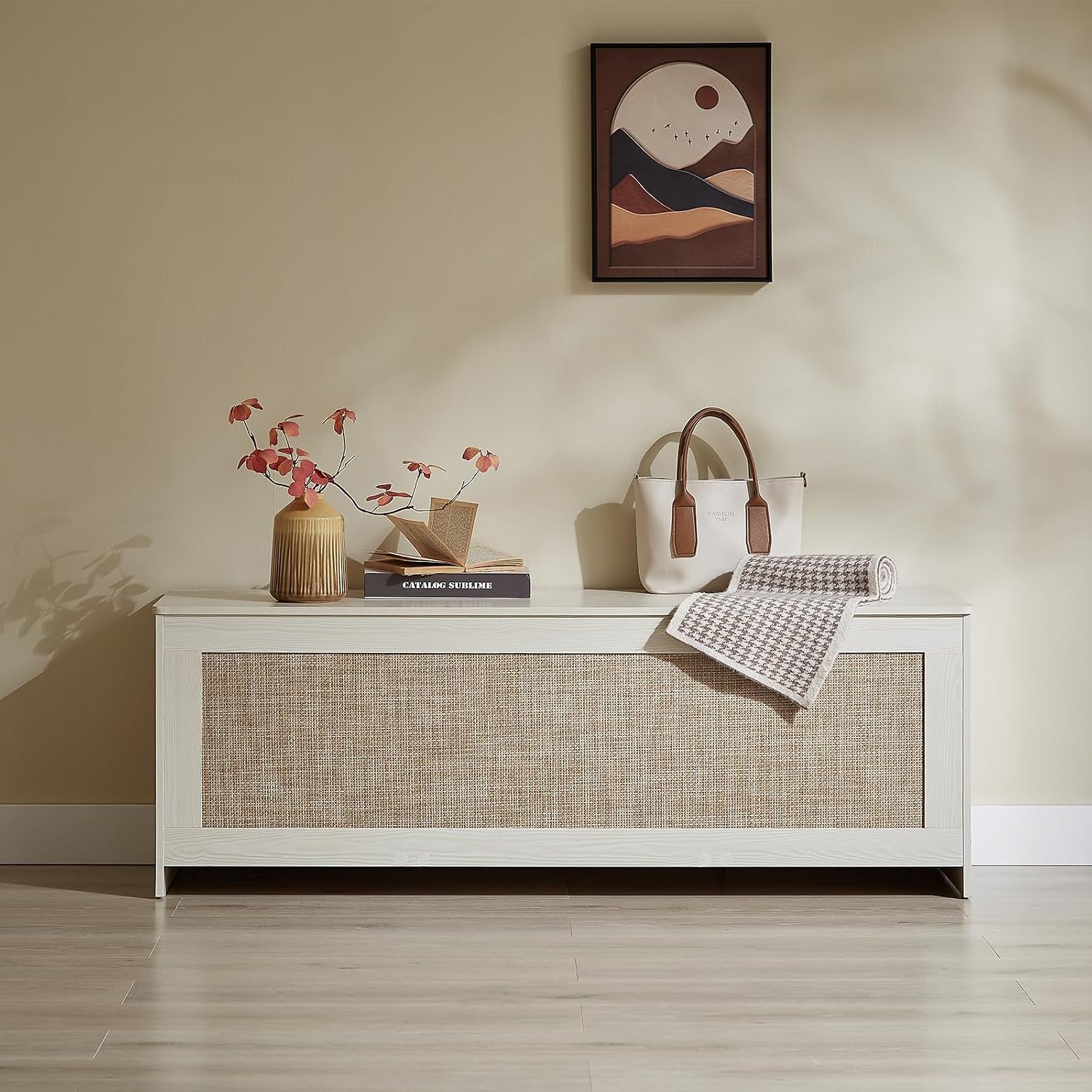White Cream Large Flip Top Storage Bench