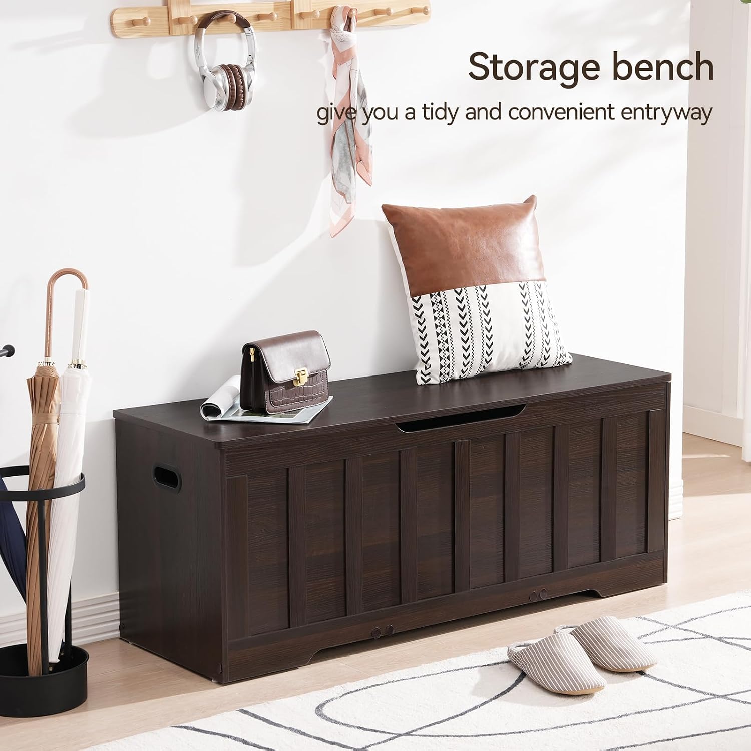 Espresso Flip Top Wooden Storage Bench