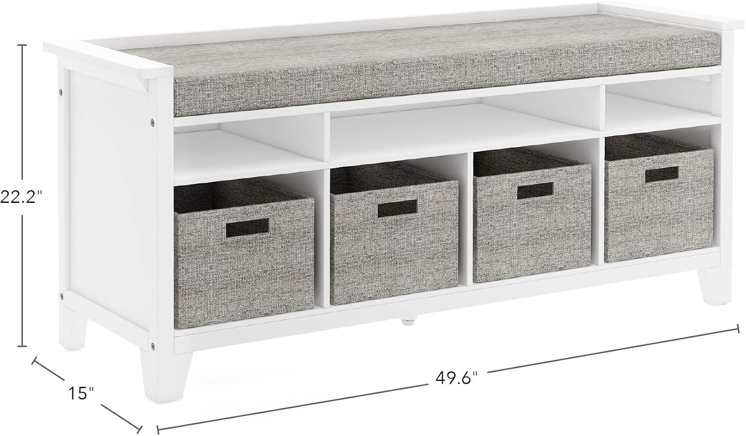 White Linen Bin Kids Storage Bench