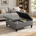 Gray Tufted Lift Top Storage Ottoman