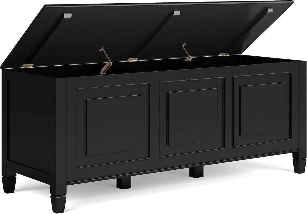 Black Solid Wood Lift Top Storage Bench