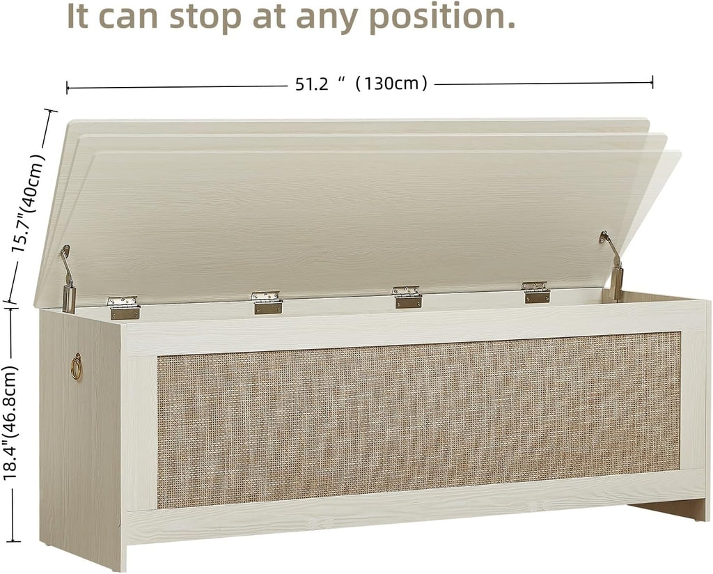 White Cream Large Flip Top Storage Bench