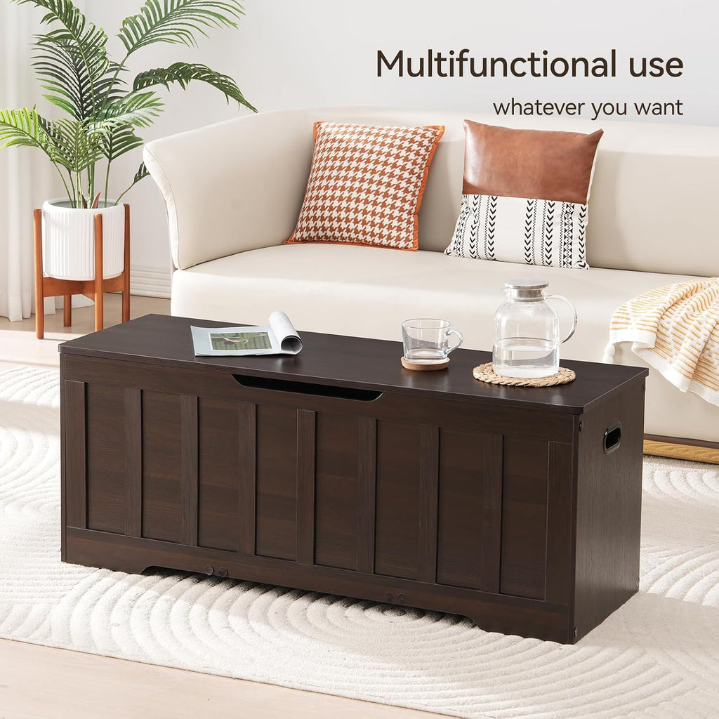Espresso Flip Top Wooden Storage Bench
