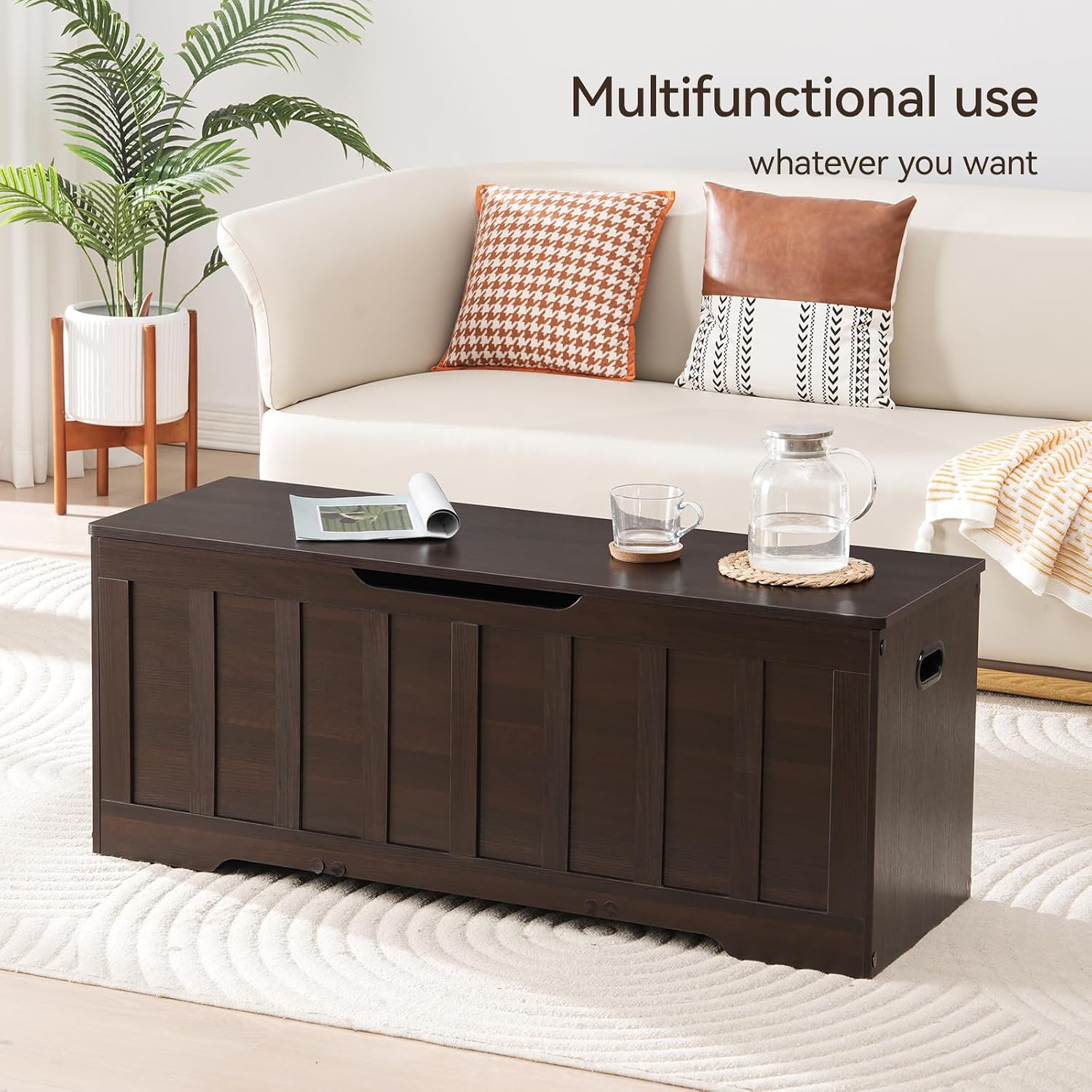 Espresso Flip Top Wooden Storage Bench