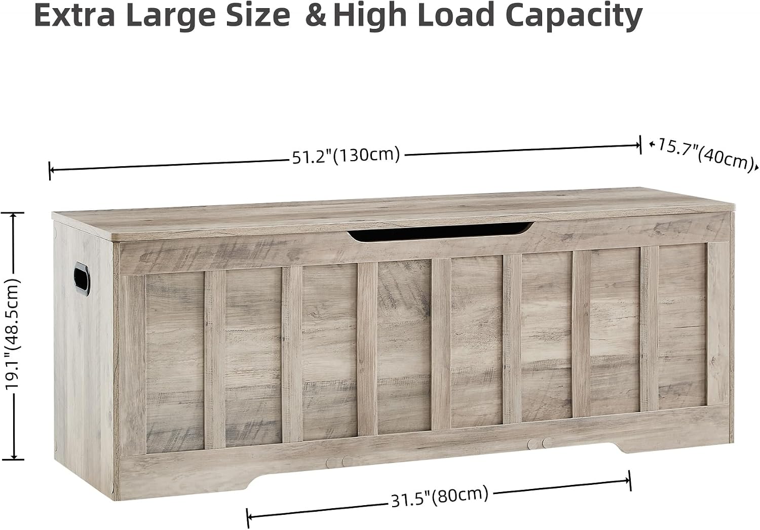 Greige Large Flip Top Storage Bench