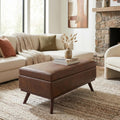 Chestnut Leather Rectangular Storage Ottoman