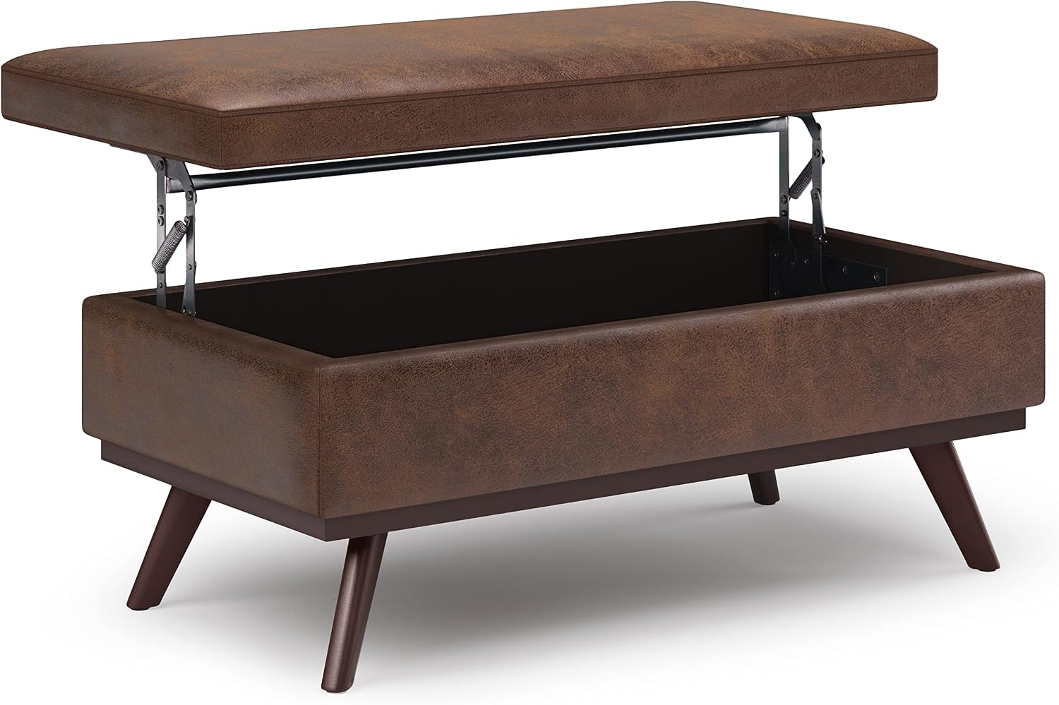 Chestnut Leather Rectangular Storage Ottoman