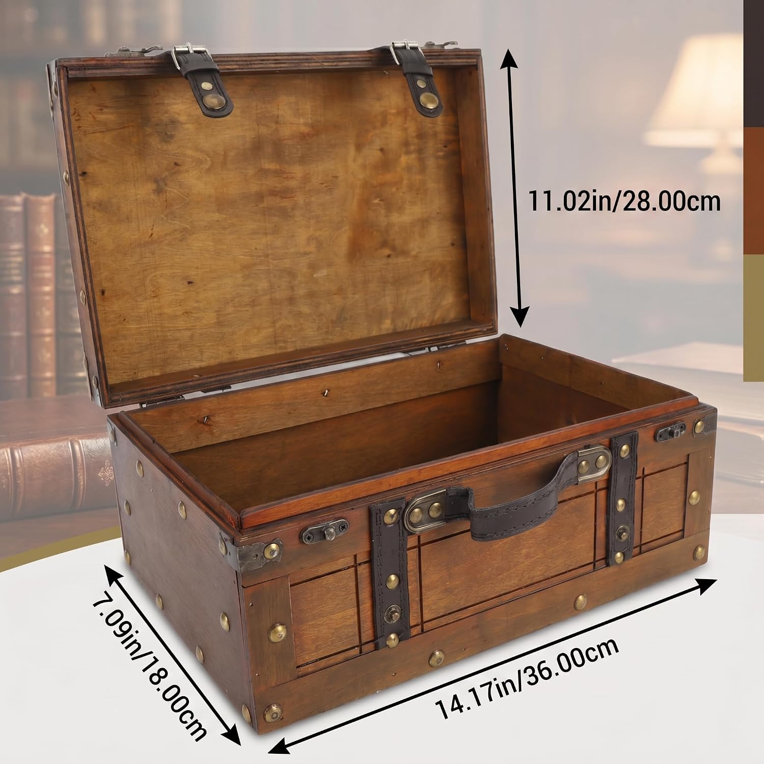Rustic Vintage Handle Wooden Storage Chest Bench