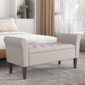 Light Grey Wooden Leg Storage Ottoman