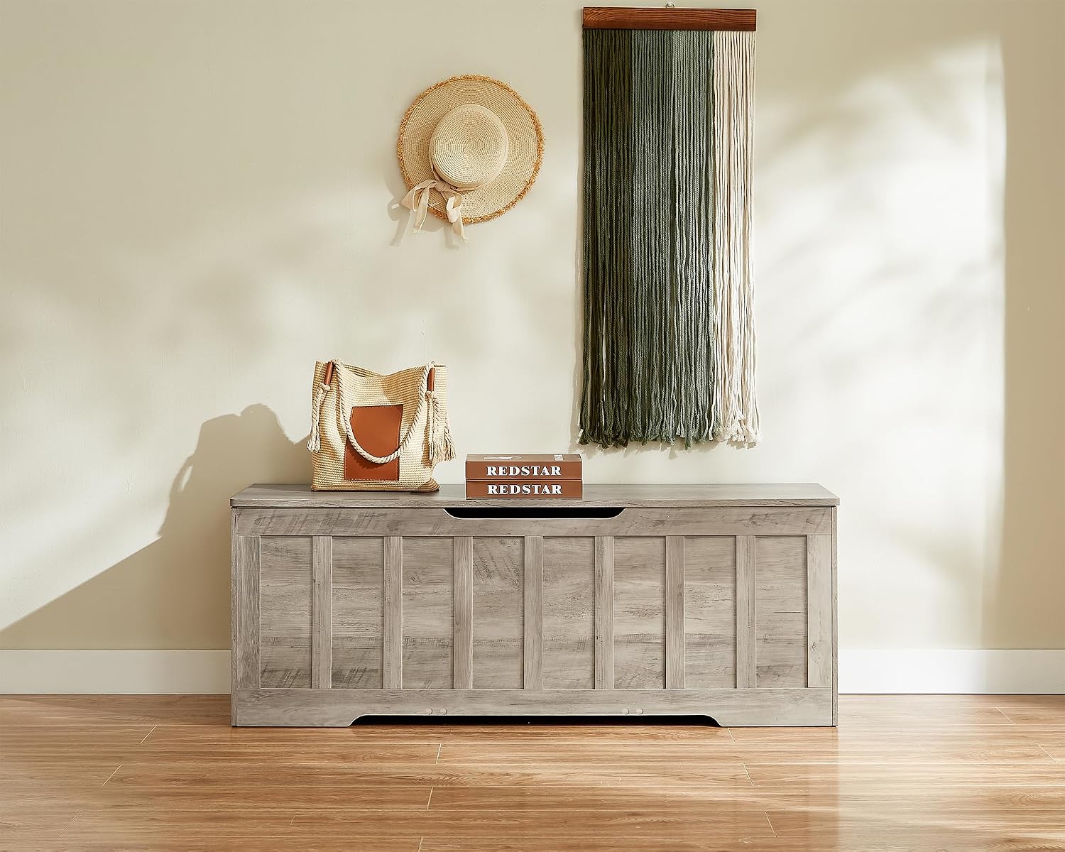 Greige Large Flip Top Storage Bench