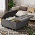 Gray Tufted Lift Top Storage Ottoman