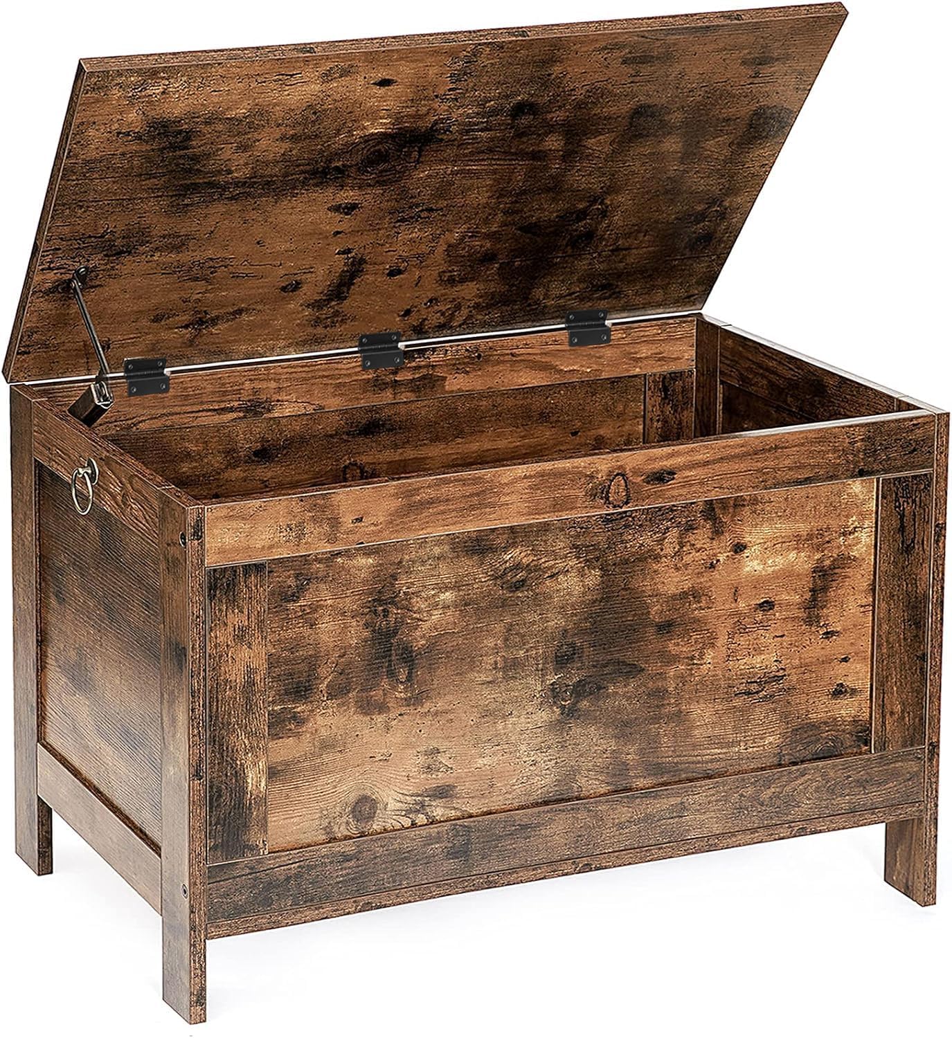 Rustic Brown Retro Safety Hinge Toy Chest