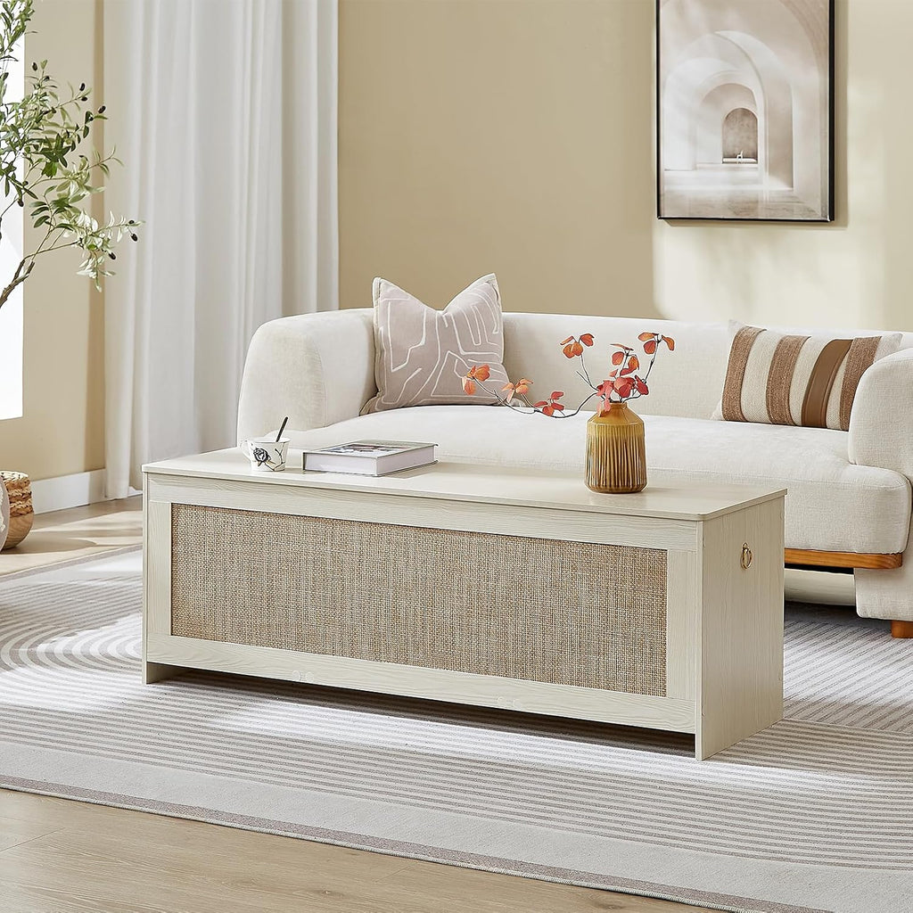 White Cream Large Flip Top Storage Bench