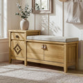 Natural Wood Drawer Cubby Storage Bench