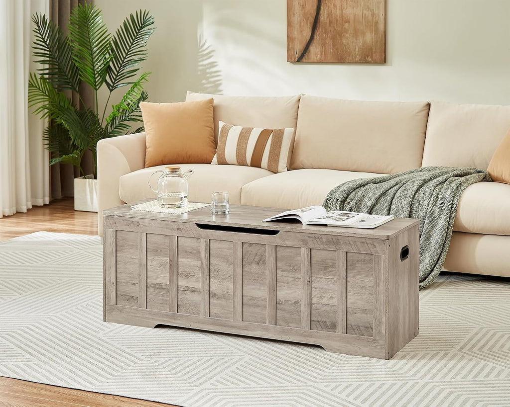 Greige Large Flip Top Storage Bench