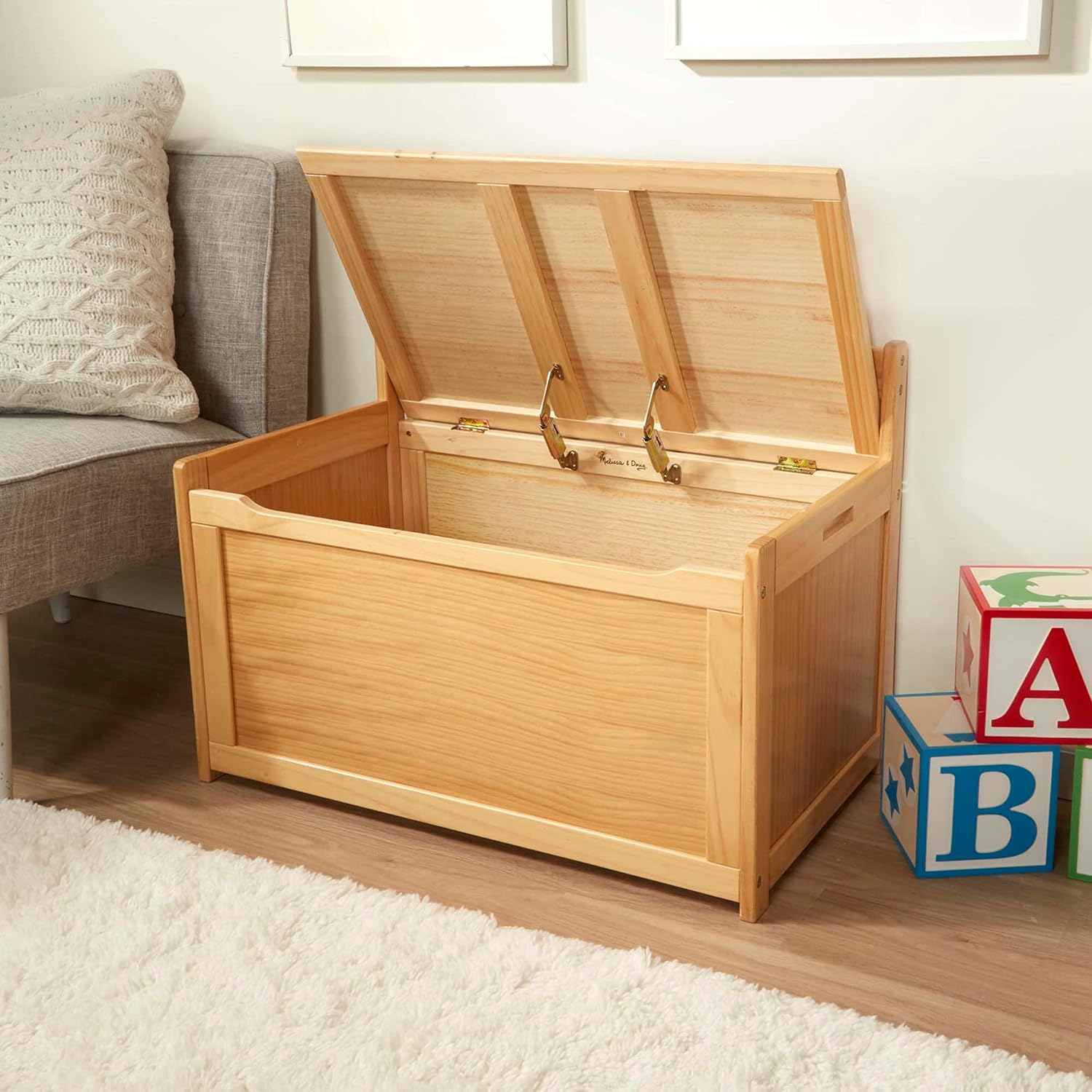 Blonde Wooden Kids Toy Storage Chest