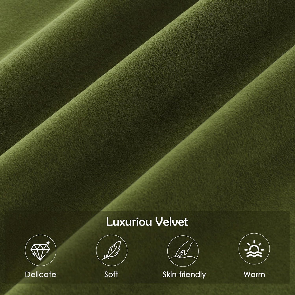 Olive Velvet Tufted Wood Leg Bench