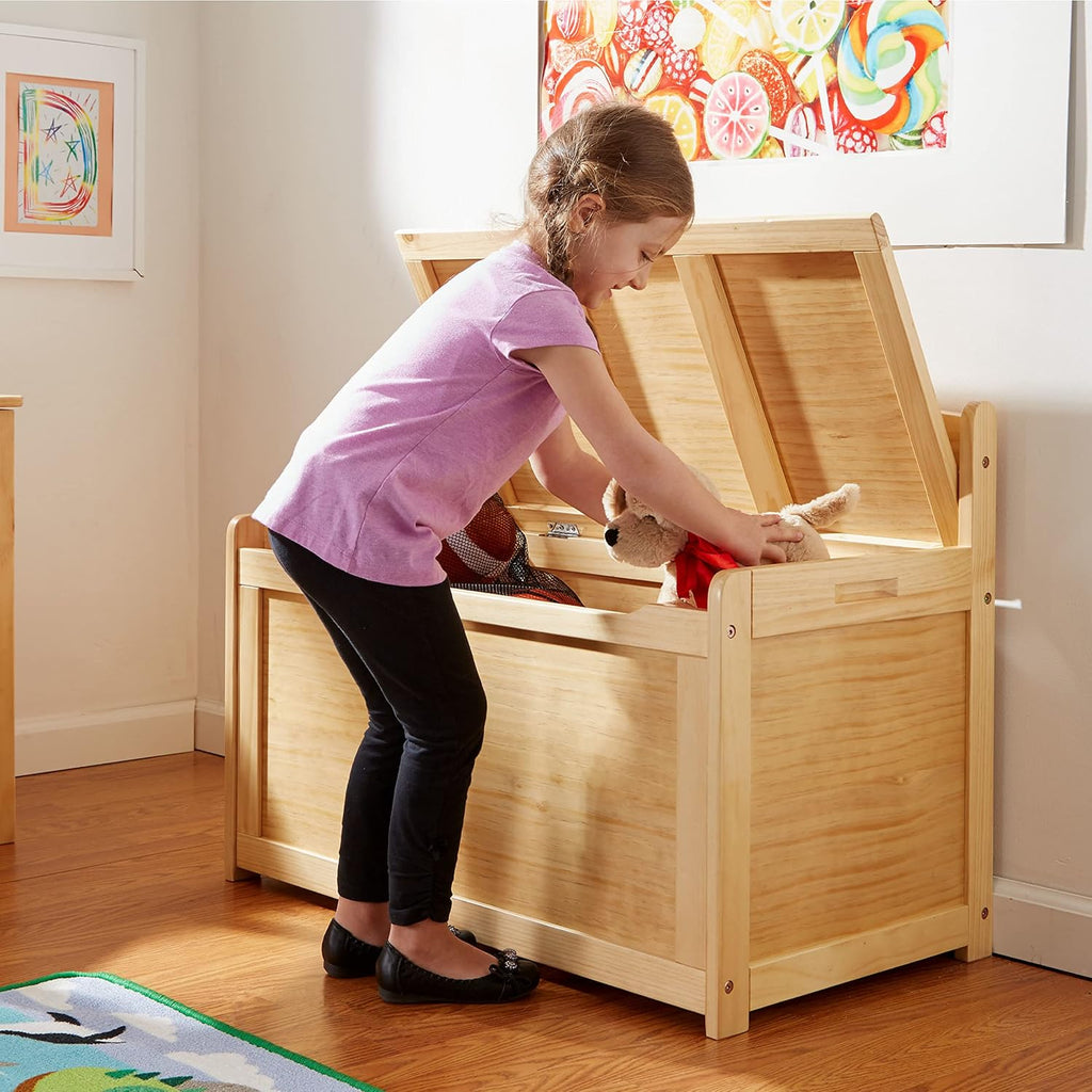 Blonde Wooden Kids Toy Storage Chest