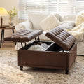 Dark Brown Faux Leather Storage Ottoman