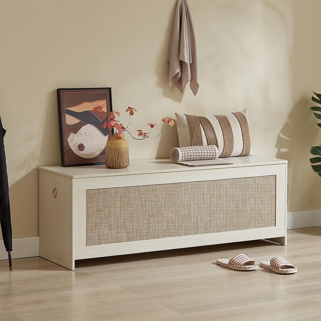 White Cream Large Flip Top Storage Bench