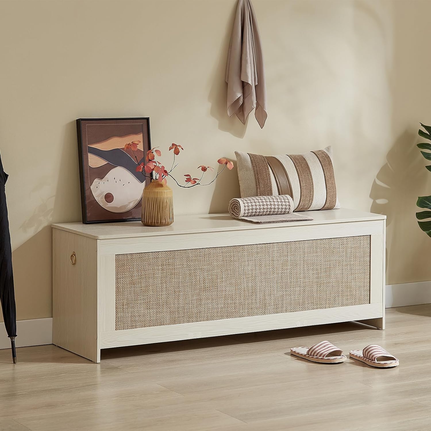 White Cream Large Flip Top Storage Bench