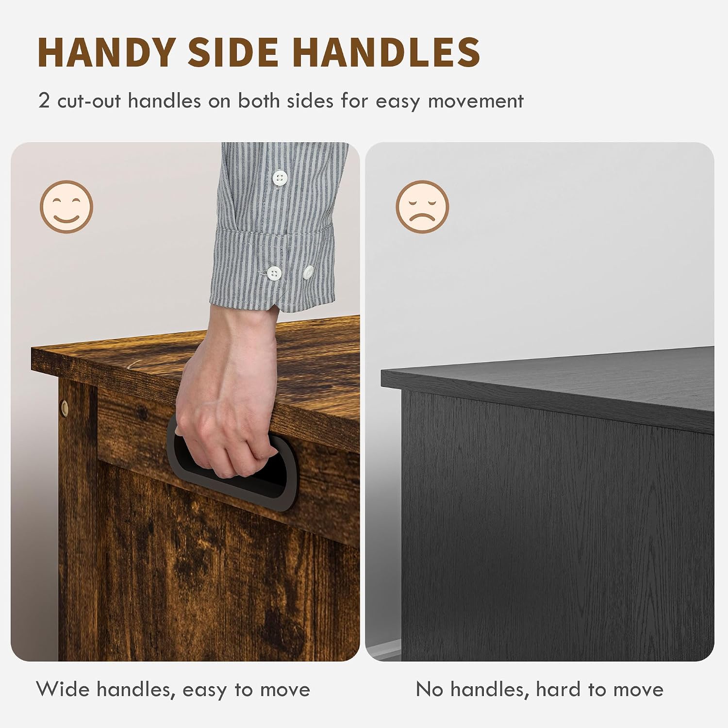 Rustic Brown Flip Top Safety Hinge Storage Bench