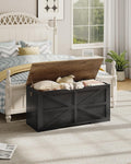 Walnut Black Farmhouse Safety Hinge Storage Bench