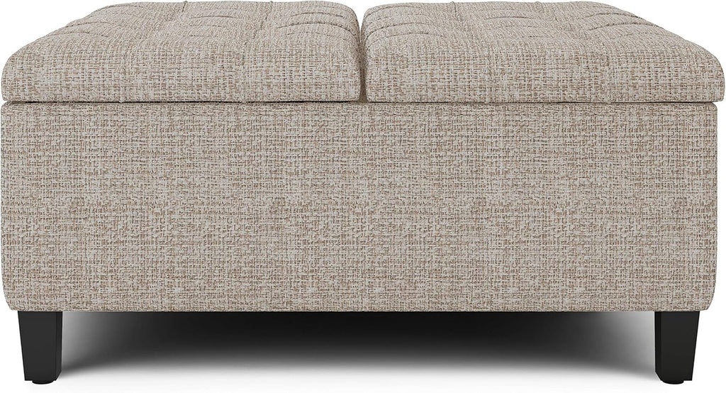 Platinum Fabric Lift Top Storage Ottoman