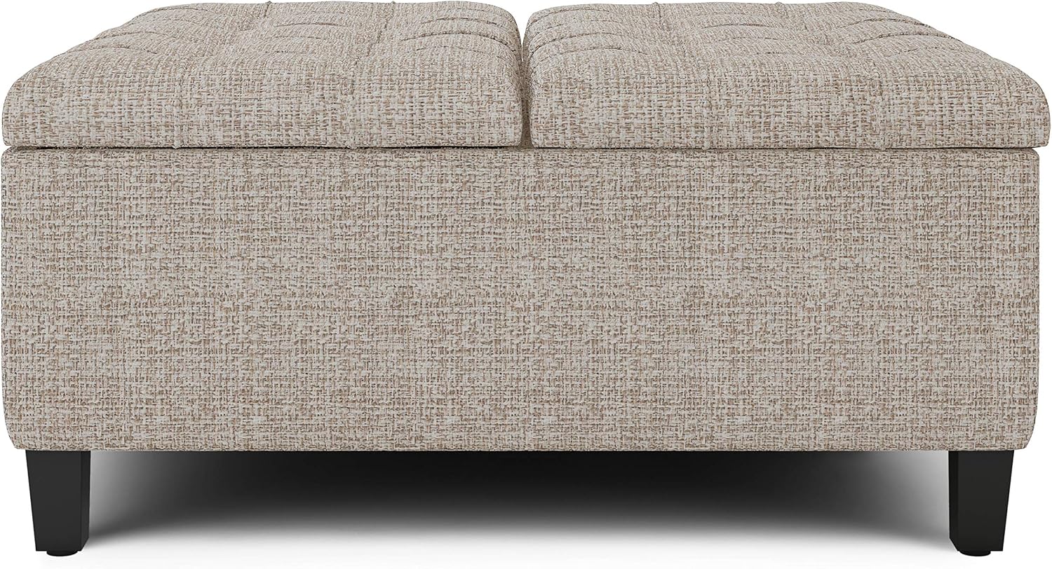 Platinum Fabric Lift Top Storage Ottoman