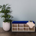 Natural Birch 8 Compartment Blue Vinyl Bench