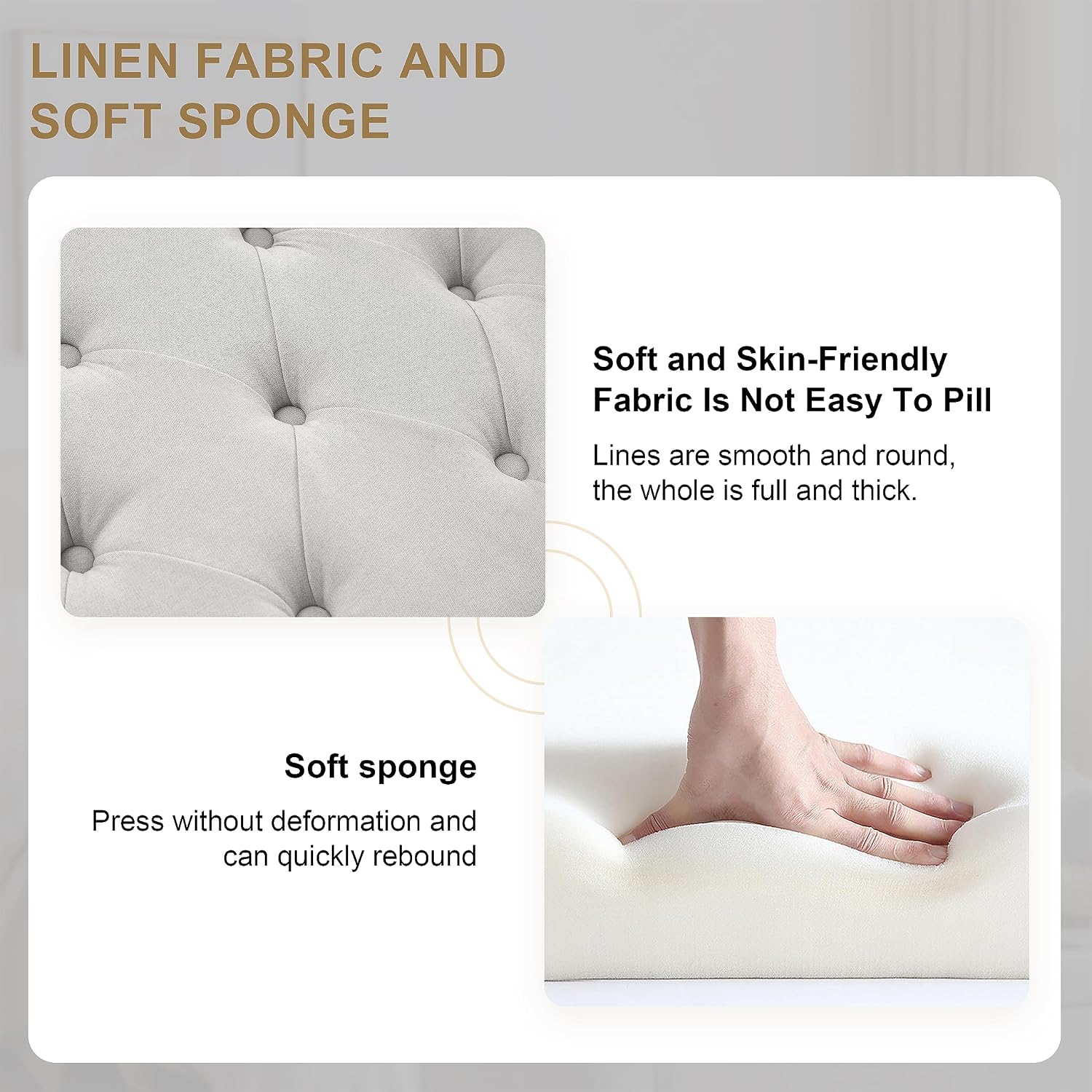 Light Grey Wooden Leg Storage Ottoman