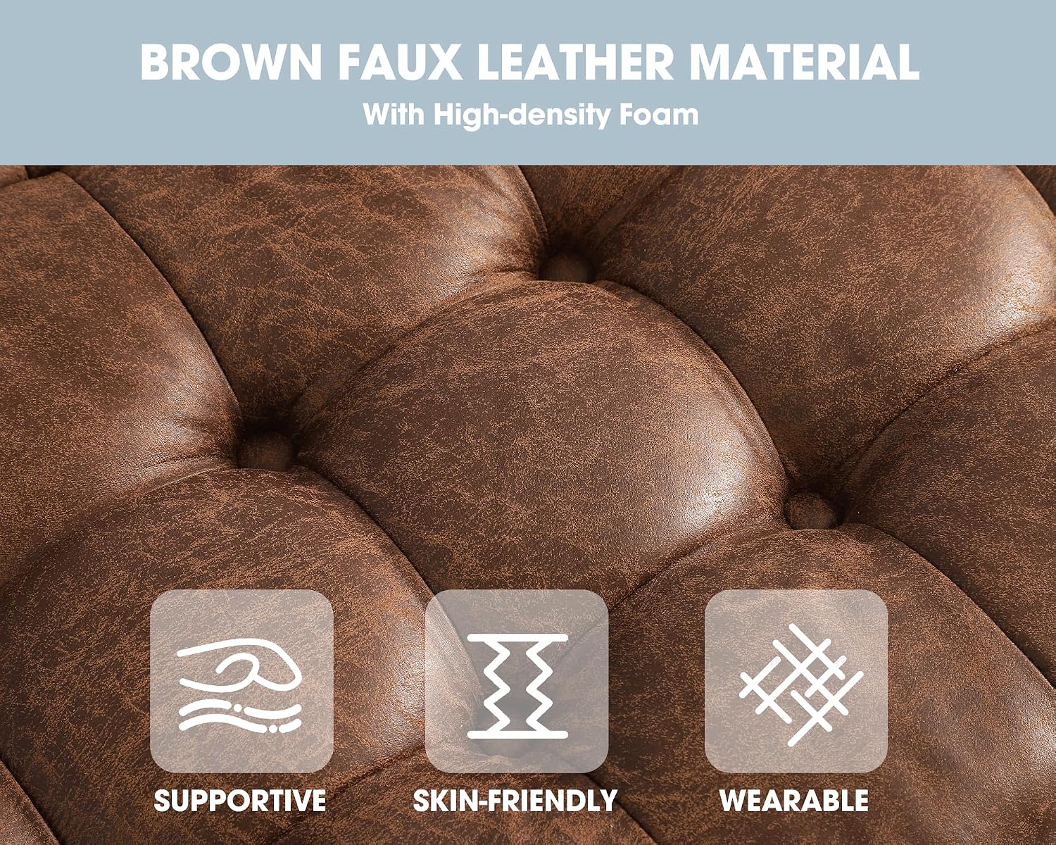 Brown Tufted Lift Top Storage Ottoman