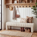 Beige Linen Channel Tufted Bench