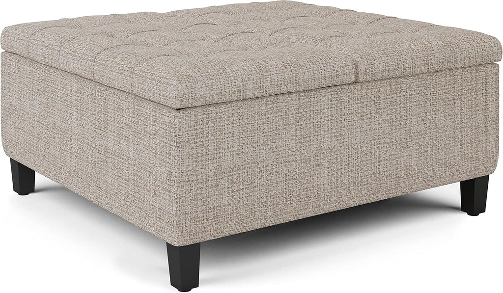 Platinum Fabric Lift Top Storage Ottoman