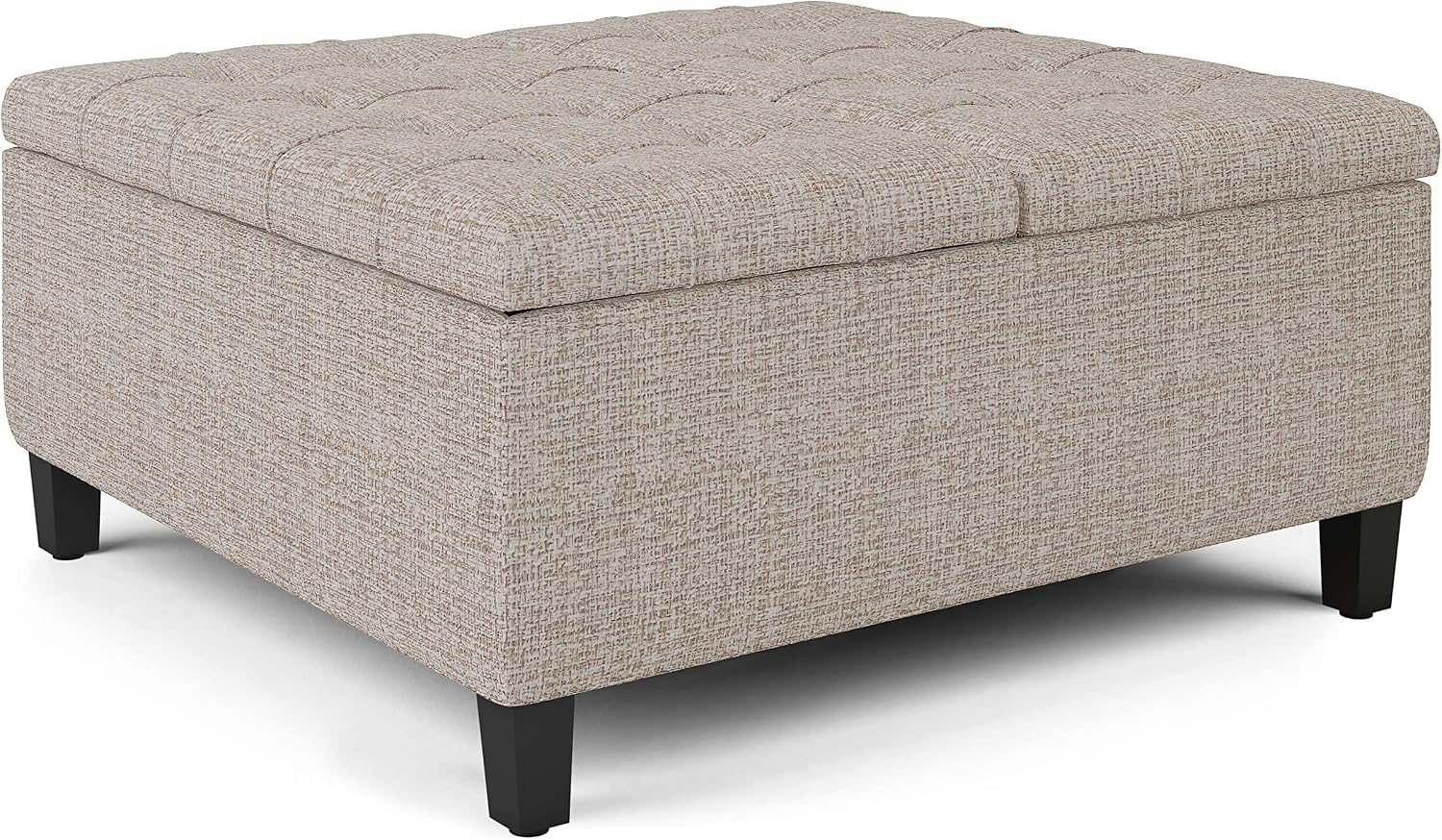 Platinum Fabric Lift Top Storage Ottoman